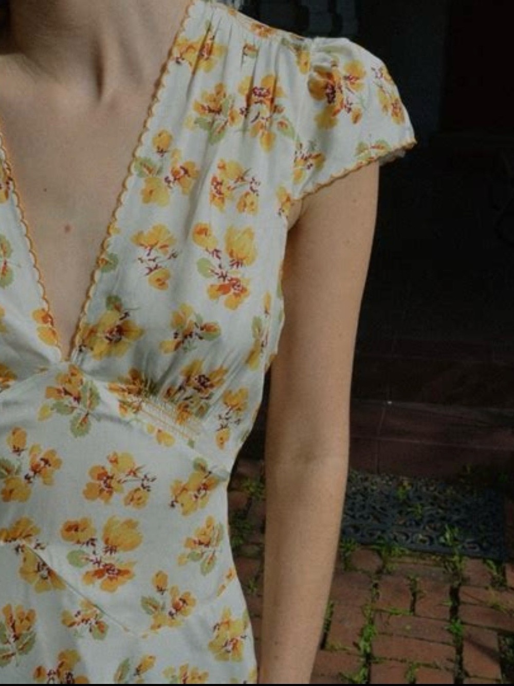 Doen White Mini Dress with Yellow Floral Print
